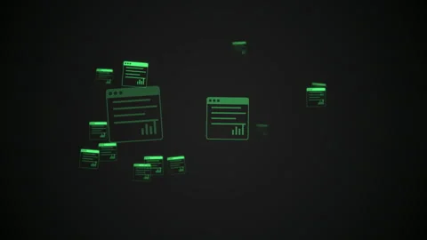 Neon green program app windows with title bar traffic-light dots and content Vidéo 335189751