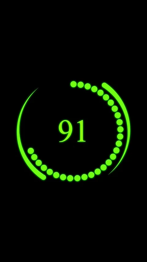 Neon green progress circle animation 84 percent complete seamless loop vert.. Stock Footage 321722179