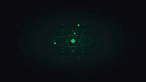 Neon green quantum orbital displaying quantum computing visuals. Professional Stockbeeldmateriaal 342624903