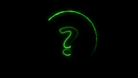 Neon green question mark glowing on dark abstract animated background, Digi.. Stock Footage 337365646