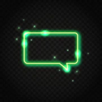Neon green rectangle speech bubble with space for text 스톡 일러스트