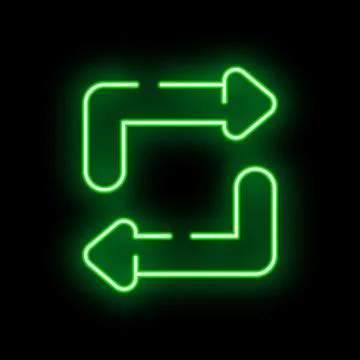 Neon green refresh update icon looping arrows sign Illustrazione stock