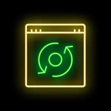 Neon green refresh webpage update icon glowing on black background Stock-Illustration