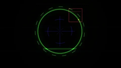 Neon green rifle scope reticle aiming. Stock Footage 334688068