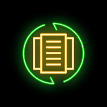 Neon green rotating document icon on black background イラスト素材