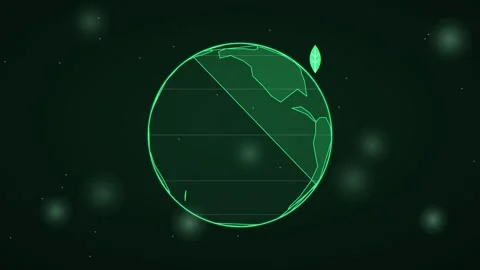 Neon green rotating planet earth animation Eco Motion Background Stock Footage 346228431