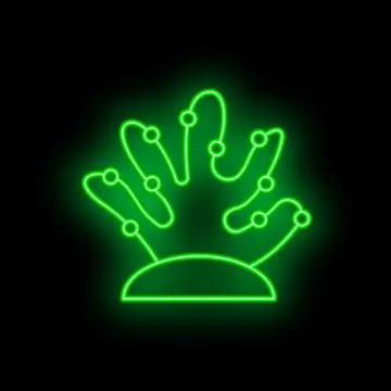 Neon green sensor network activating on black background 스톡 일러스트