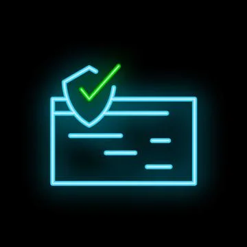Neon green shield validating document for secure transaction Stockillustratie