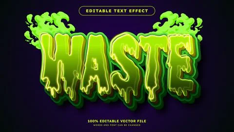 Neon green slime dripping text effect for scary horror Halloween design edi.. Stock Illustration