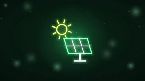 Neon green solar panel neon animation Eco Motion Background Stock Footage 346228390