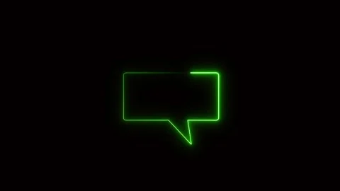 Neon green speech bubble icon on black background chat. Speech bubble chat .. Stock Footage 337130423
