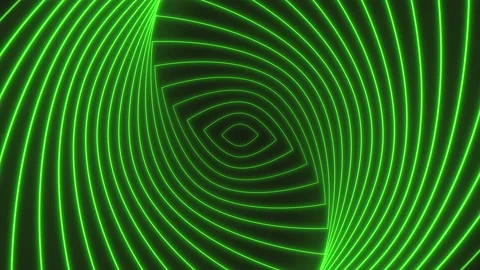 Neon green spiral lines pattern on dark black space Stock Footage 196814853