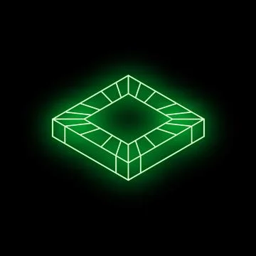 Neon green square with empty space is glowing in dark space Stock Illustration
