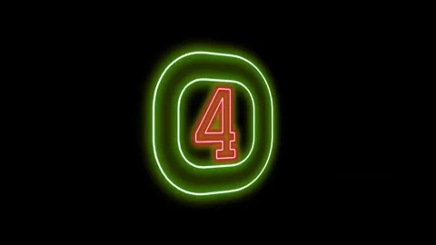 Neon Green Square Frame With Glowing Red Number 4 Animation Clip 库存影片 333489631