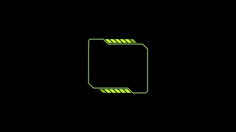 Neon green square hud frame tech boundary target box on dark background 4k Stock Footage 345155050