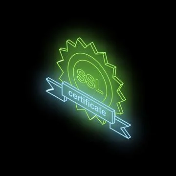 Neon green ssl certificate representing secure connection on black background Illustration