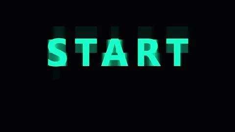 Neon Green START text appearing repeatedly in sequence against a dark backg.. Stock Footage 343413385