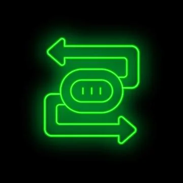 Neon green switch turning on and off with arrows pointing in opposite direc.. 스톡 일러스트