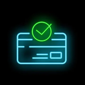 Neon green tick mark over credit card icon Ilustração Stock