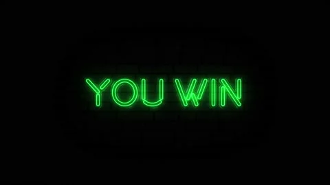 Neon green title lettering you win on bl... | Stock Video | Pond5