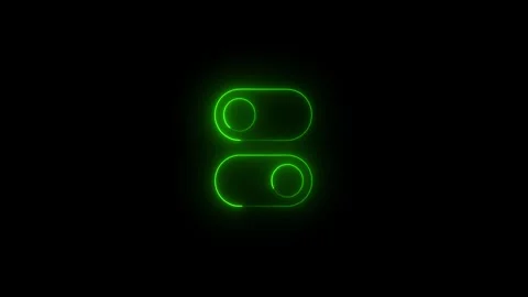 Neon green Toggle Switch Icon on Black Background.Glowing on and off switch.. Vidéo 341516204