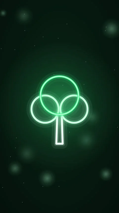 Neon green tree neon animation Vertical Eco Motion Stock Footage 346228382