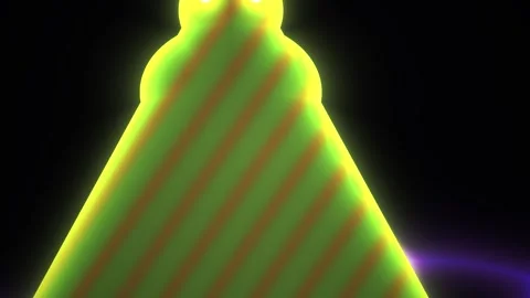 Neon green triangle with red stripes on black background. 動画素材 337516003