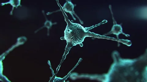 Neon green virus under a microscope in a 3D animation Stock-Footage 240454862