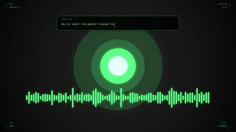 Neon Green Voice Assistant Interface With Pulsing Orb Stock Footage 335359506