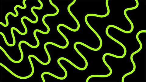 Neon green wavy abstract lines on solid black background Stock Footage 317529360