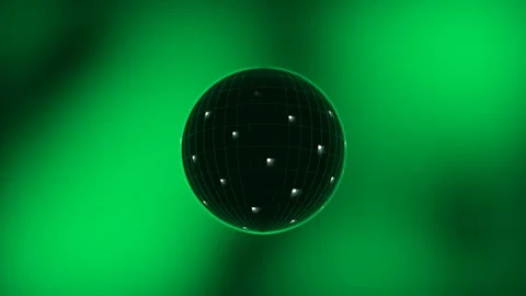Neon Green Wireframe Sphere Sequence With Progressive Glowing Activation Dots Stock Footage 333259699