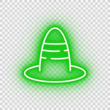 Neon green witch hat icon Stock Illustration