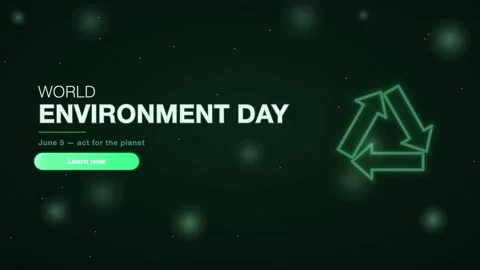 Neon green world environment day banner animation Eco Motion Background Stock Footage 346228410