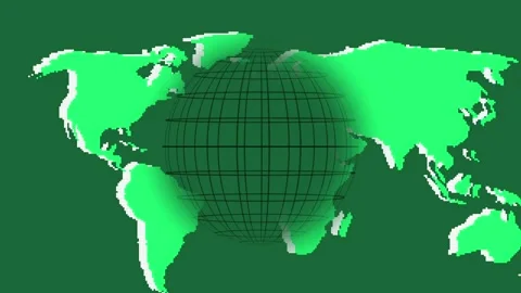 Neon green world map with grid globe animation, Glowing green globe depicti.. Stock Footage 331930822
