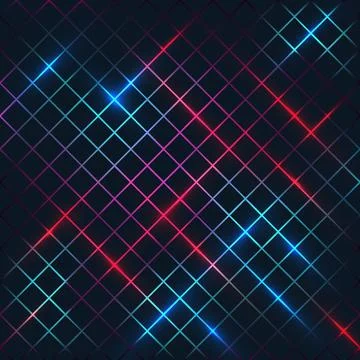 Neon grid background with blue and red light streaks and futuristic digital.. Illustrazione stock