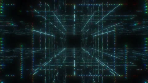 Neon grid on black background Retro 80s style Stock Footage 255886372