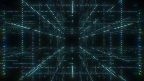 Neon grid on black background Retro 80s style. Green grid line retro Stock Illustration