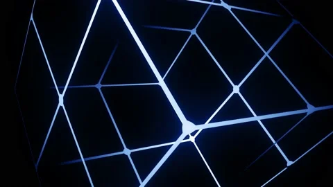 Neon grid cube, rotating in seamless animation loop Stock Footage 194508686