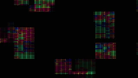 Neon Grid Glitch Blocks Animation, Futuristic Digital Matrix Style Background Vídeo Stock 333130905