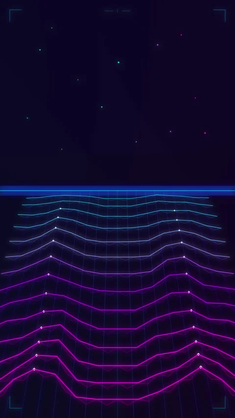 Neon grid landscape, retro wave horizon, synthwave aesthetic, cybernetic matrix, Stock Footage 346739015