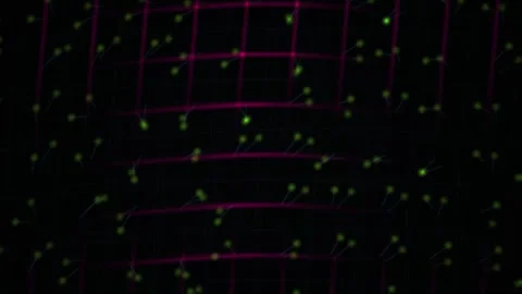 Neon Grid Lines and Dots Animation. Stock Footage 335371801
