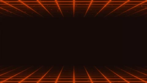 Neon Grid Motion Loop Retro Orange Wireframe Background Stock-Footage 346777564