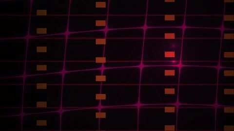 Neon Grid Pattern With Orange Squares. Stock Footage 340036740