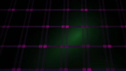 Neon Grid Pattern with Purple Dots on Black Background. Stock Footage 337482563