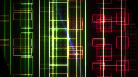 Neon Grid Patterns Technology Background. Stock Footage 335536003