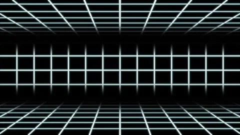 Neon grid perspective animation on black background Stock Footage 306142897