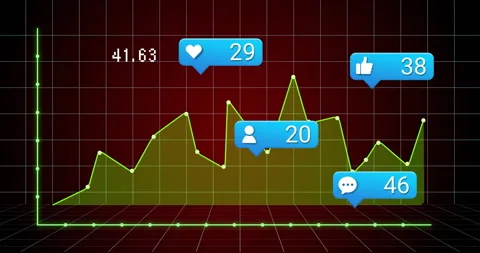 Neon grid plotting data point sparking lime graph growing updating blue bubbles Stock Footage 310430076