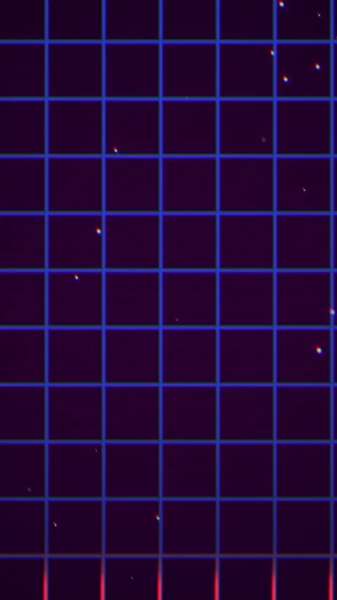 Neon Grid With Pulse Line, Blue Grid Lines And Red Pulse, Subtle Grain Stock Footage 324865871