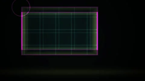 Neon Grid Rectangle Moving Upward Against a Dark Background Stock Footage 343737440