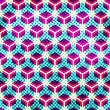 Neon grid seamless pattern with grunge effect Illustrazione stock